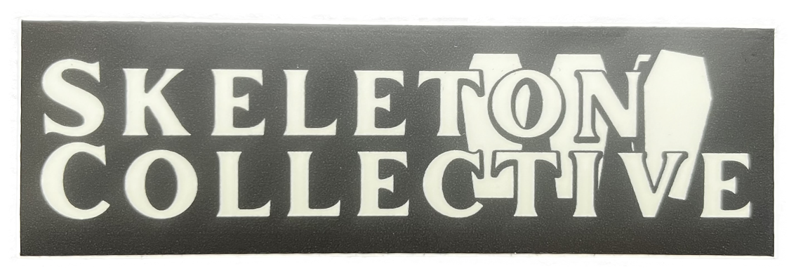 Skeleton Collective wordmark sticker, background removed.